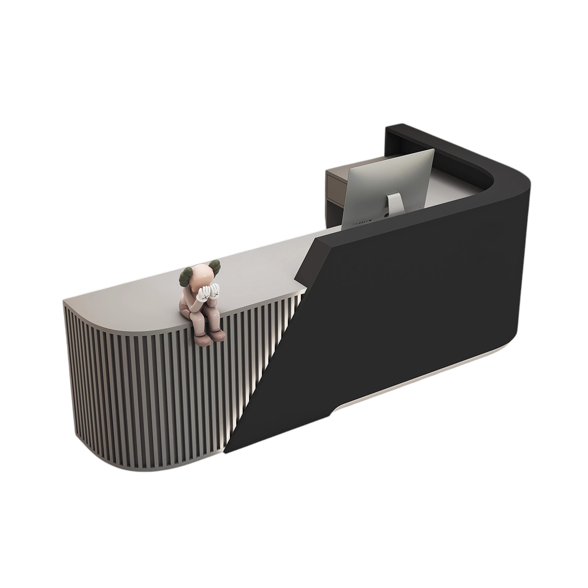 L-Shaped Curved Reception Desk & Front Desk with Custom Logo by BDLFurniture