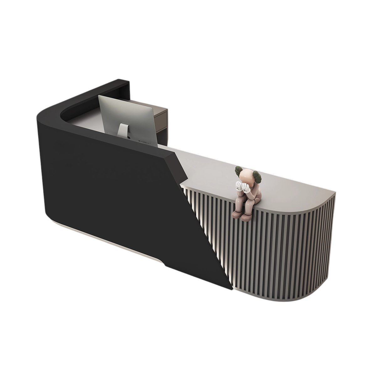 L-Shaped Curved Reception Desk & Front Desk with Custom Logo by BDLFurniture