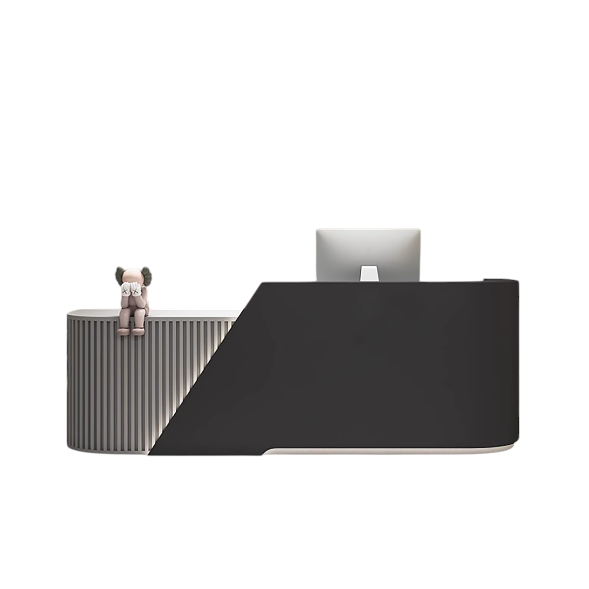 L-Shaped Curved Reception Desk & Front Desk with Custom Logo by BDLFurniture