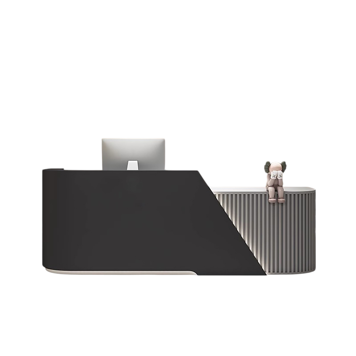 L-Shaped Curved Reception Desk & Front Desk with Custom Logo by BDLFurniture