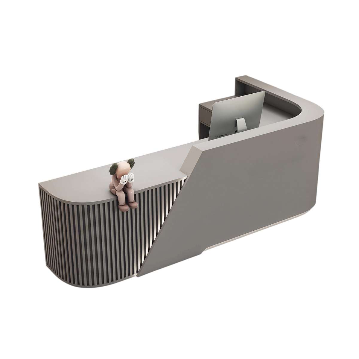 L-Shaped Curved Reception Desk & Front Desk with Custom Logo by BDLFurniture