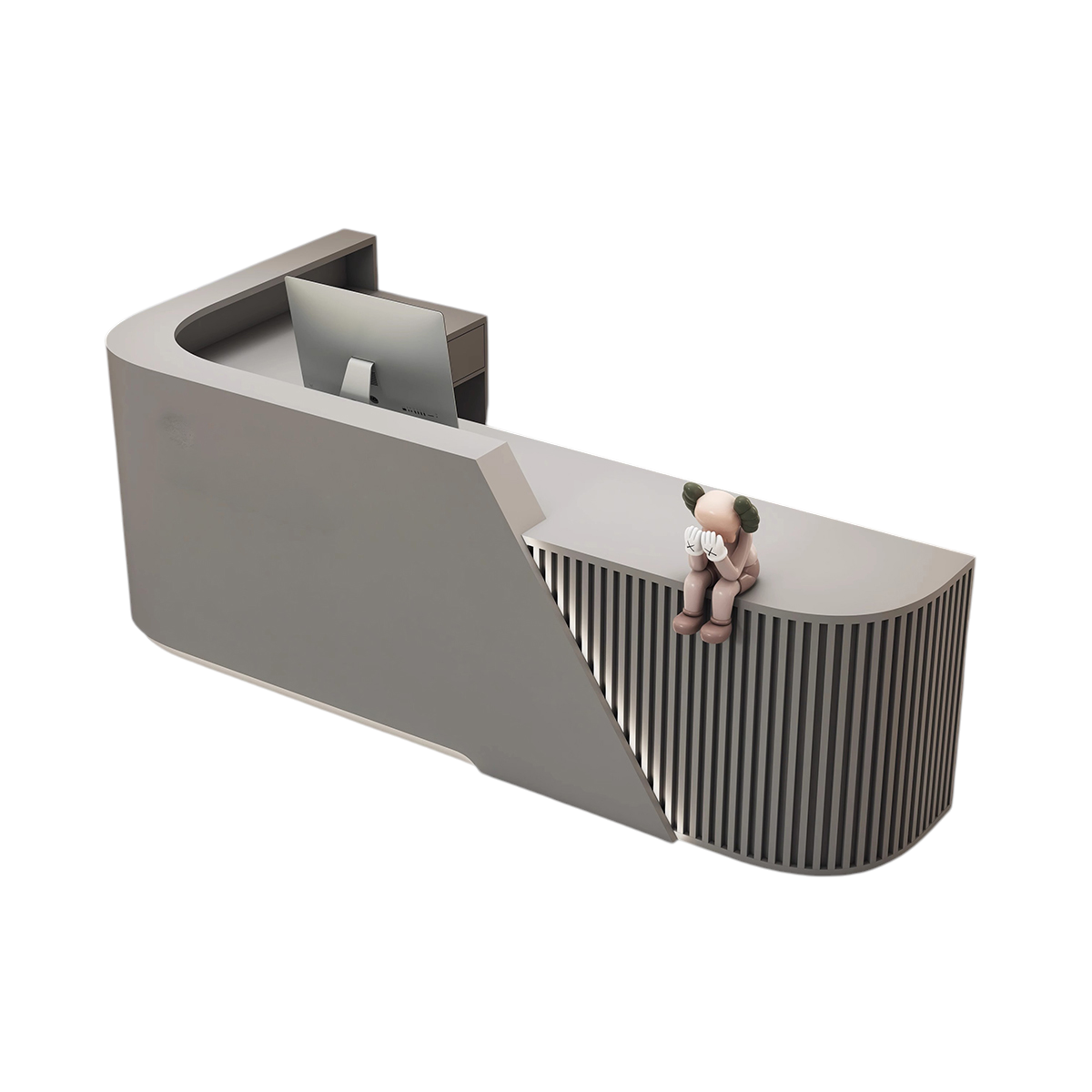 L-Shaped Curved Reception Desk & Front Desk with Custom Logo by BDLFurniture