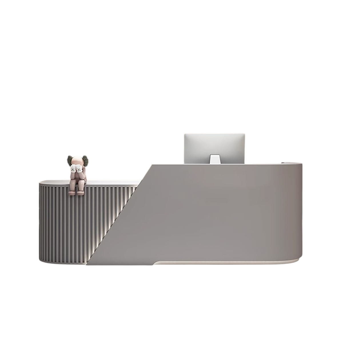 L-Shaped Curved Reception Desk & Front Desk with Custom Logo by BDLFurniture