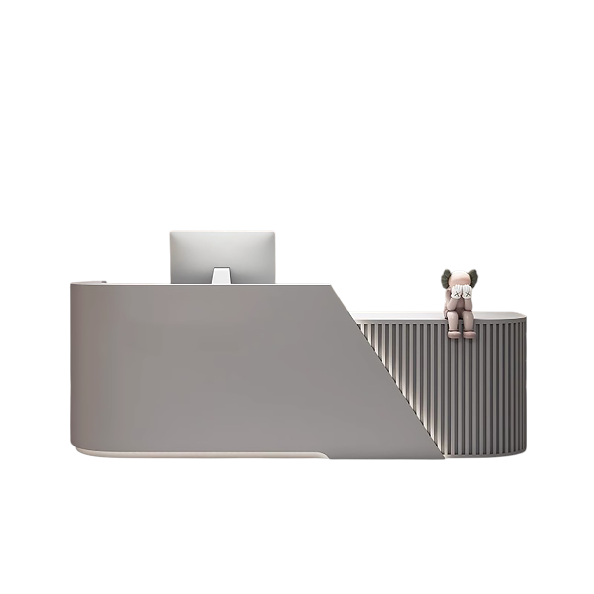L-Shaped Curved Reception Desk & Front Desk with Custom Logo by BDLFurniture