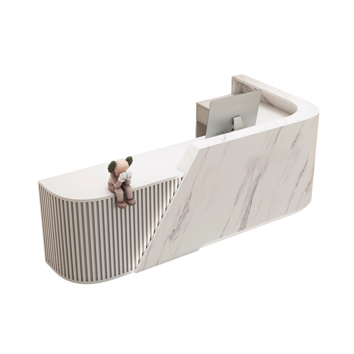 L-Shaped Curved Reception Desk & Front Desk with Custom Logo by BDLFurniture