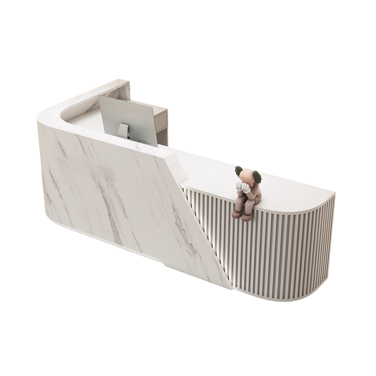 L-Shaped Curved Reception Desk & Front Desk with Custom Logo by BDLFurniture