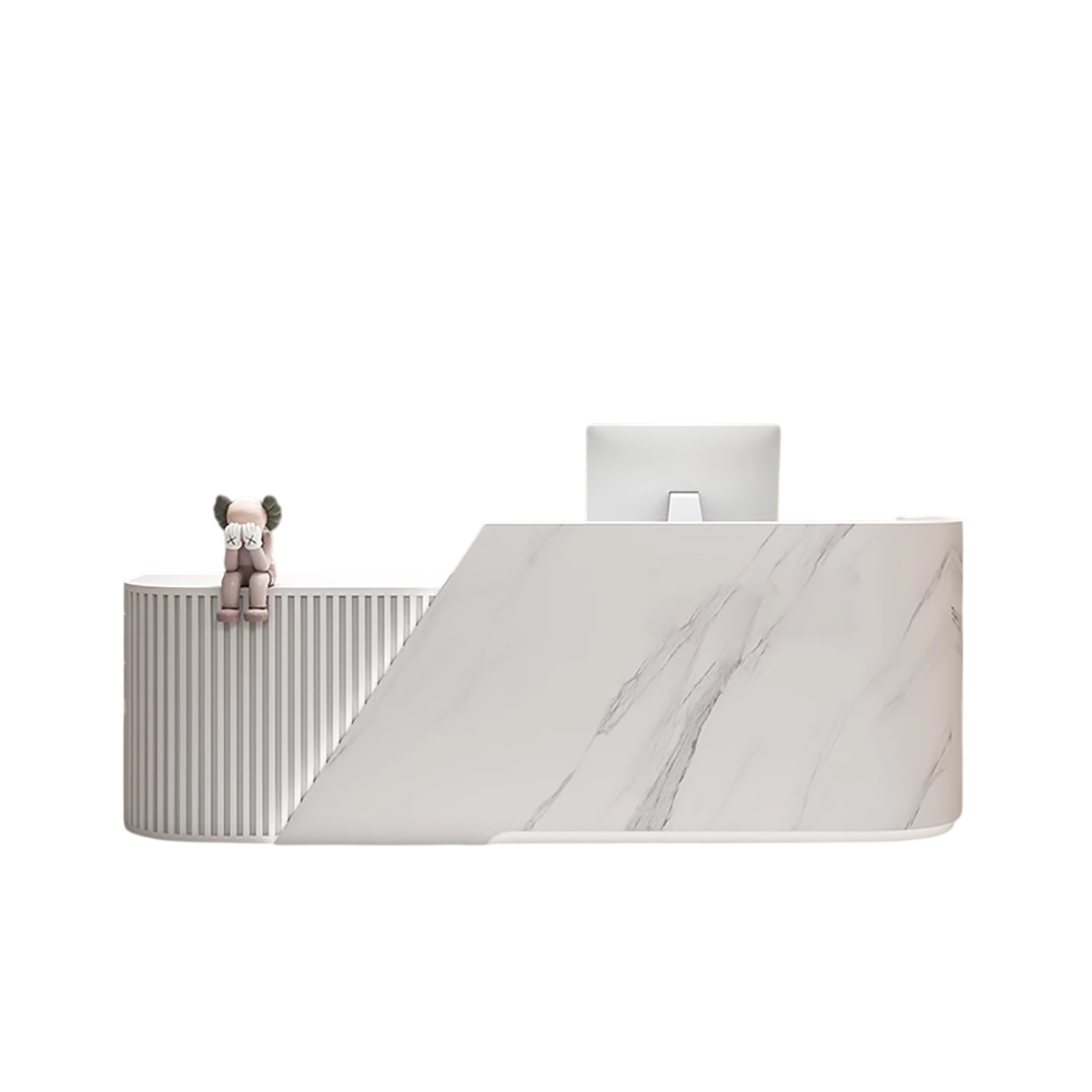 L-Shaped Curved Reception Desk & Front Desk with Custom Logo by BDLFurniture