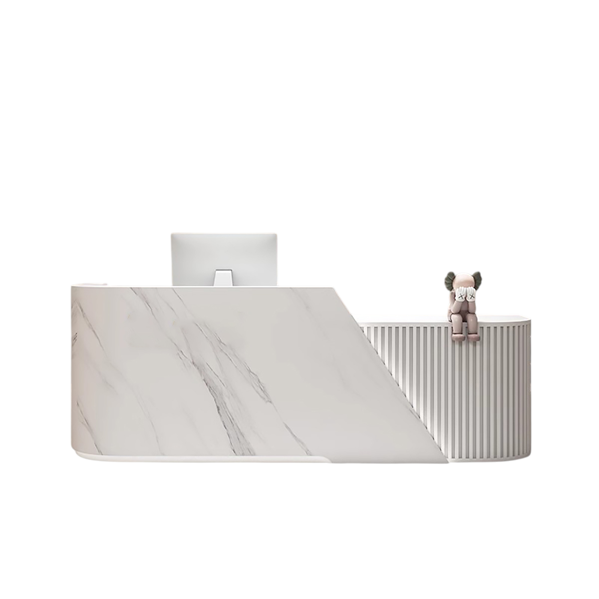 L-Shaped Curved Reception Desk & Front Desk with Custom Logo by BDLFurniture