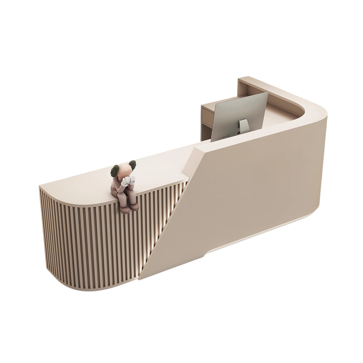L-Shaped Curved Reception Desk & Front Desk with Custom Logo by BDLFurniture
