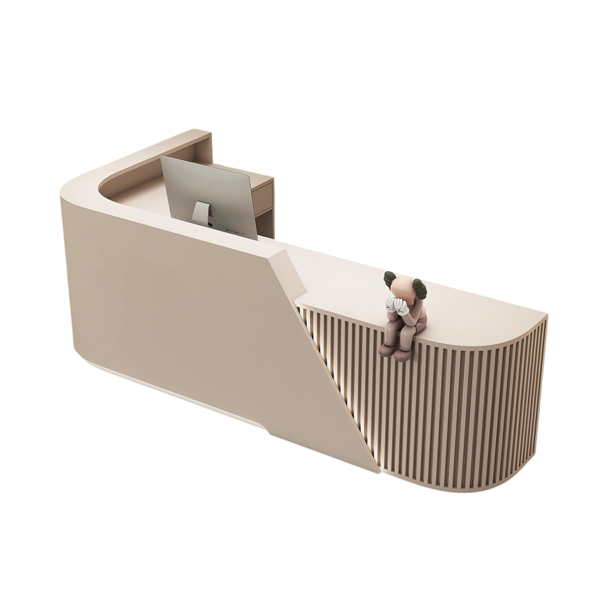 L-Shaped Curved Reception Desk & Front Desk with Custom Logo by BDLFurniture