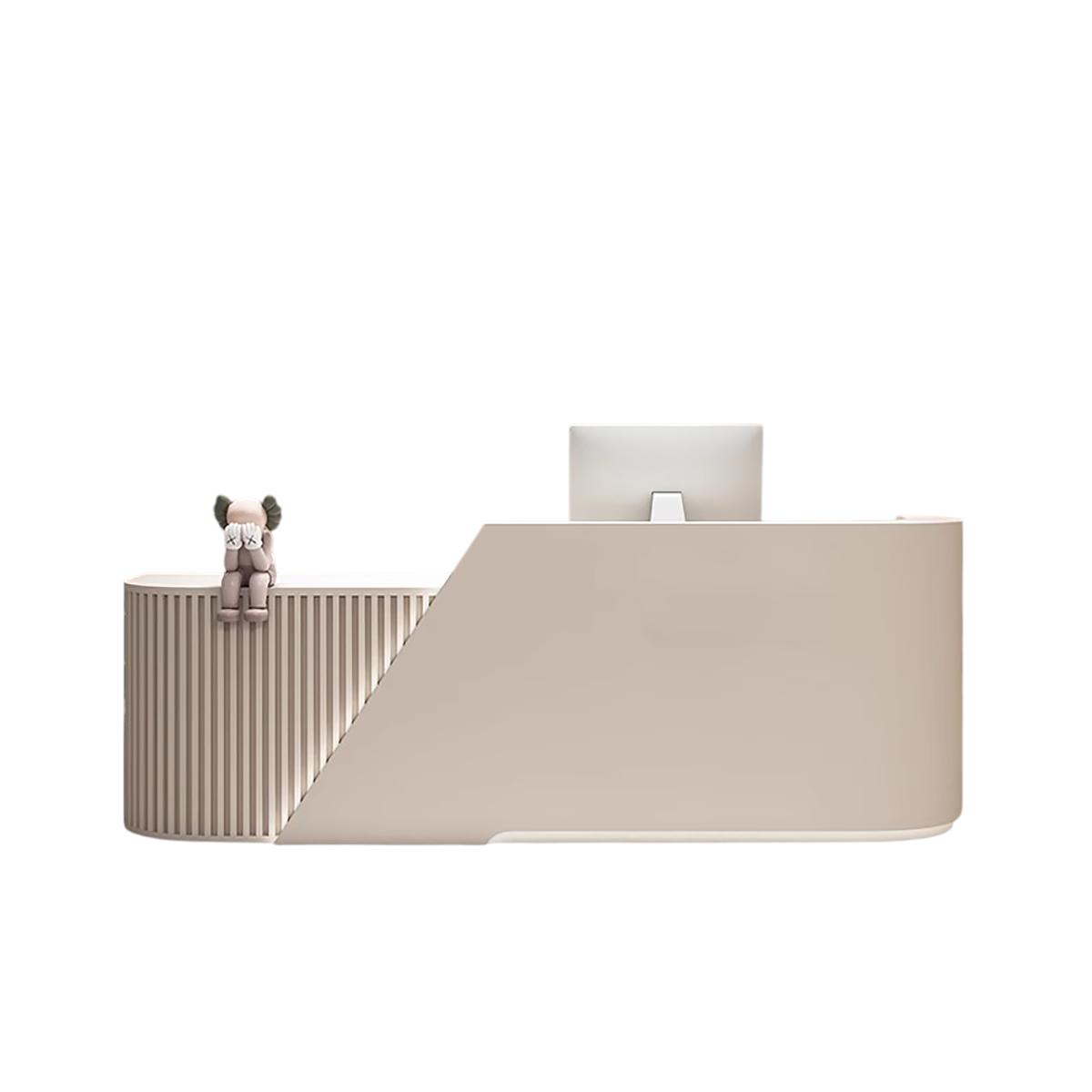L-Shaped Curved Reception Desk & Front Desk with Custom Logo by BDLFurniture