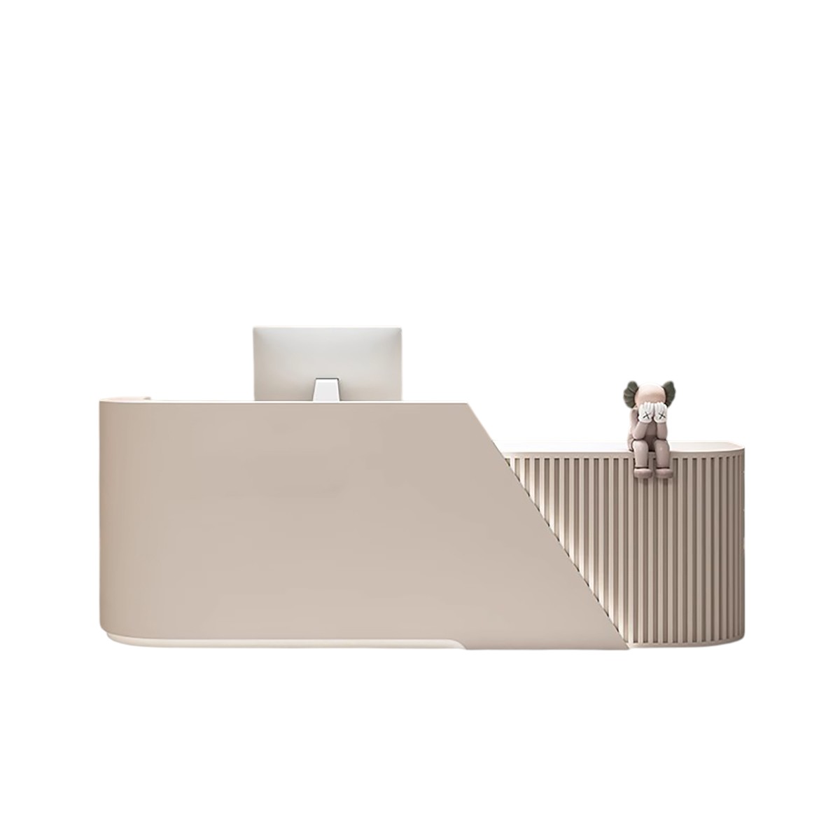 L-Shaped Curved Reception Desk & Front Desk with Custom Logo by BDLFurniture