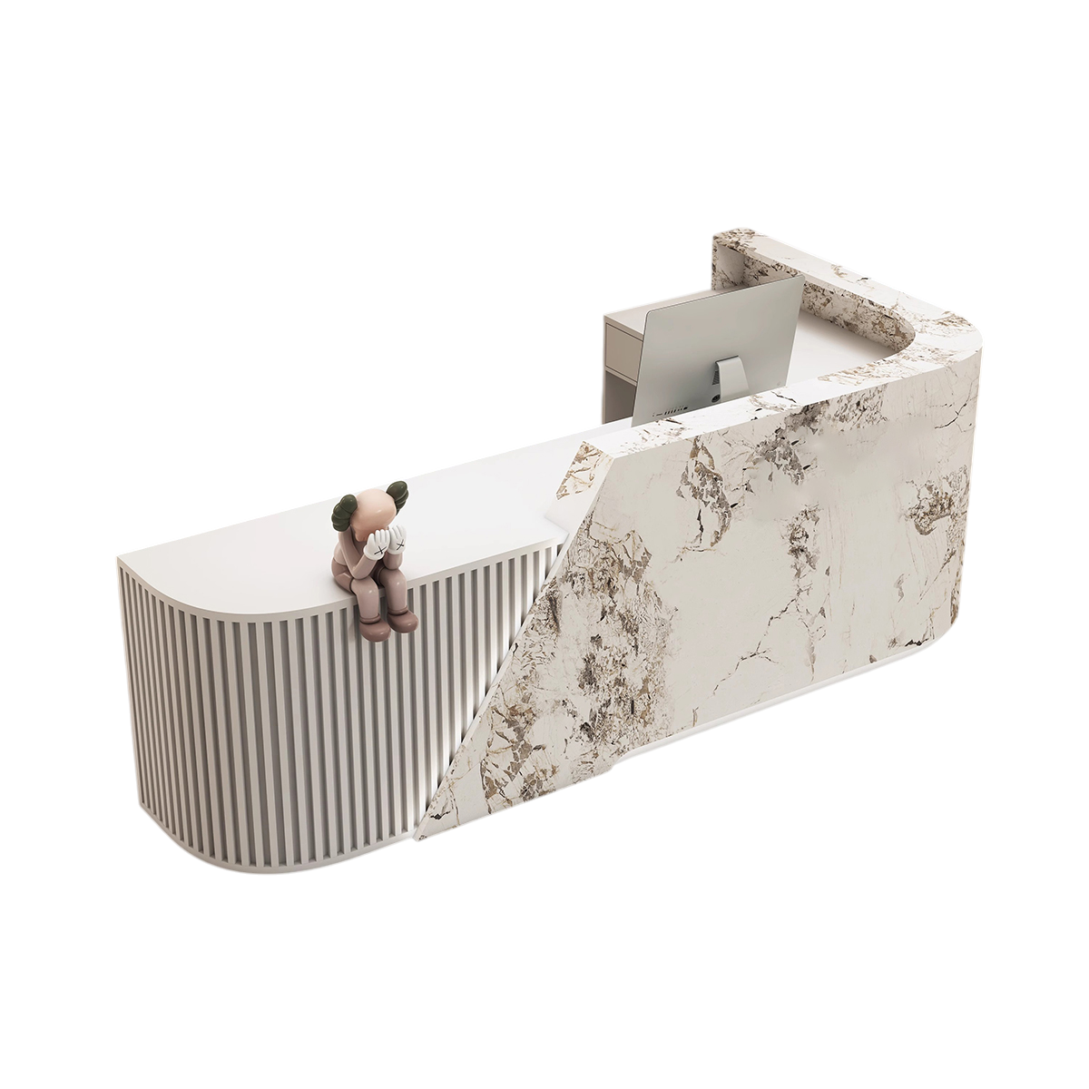 L-Shaped Curved Reception Desk & Front Desk with Custom Logo by BDLFurniture