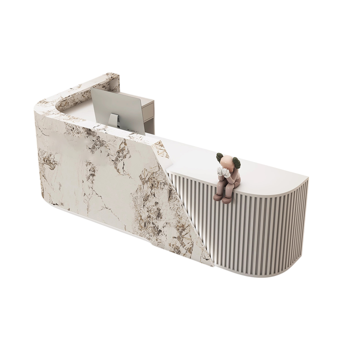 L-Shaped Curved Reception Desk & Front Desk with Custom Logo by BDLFurniture
