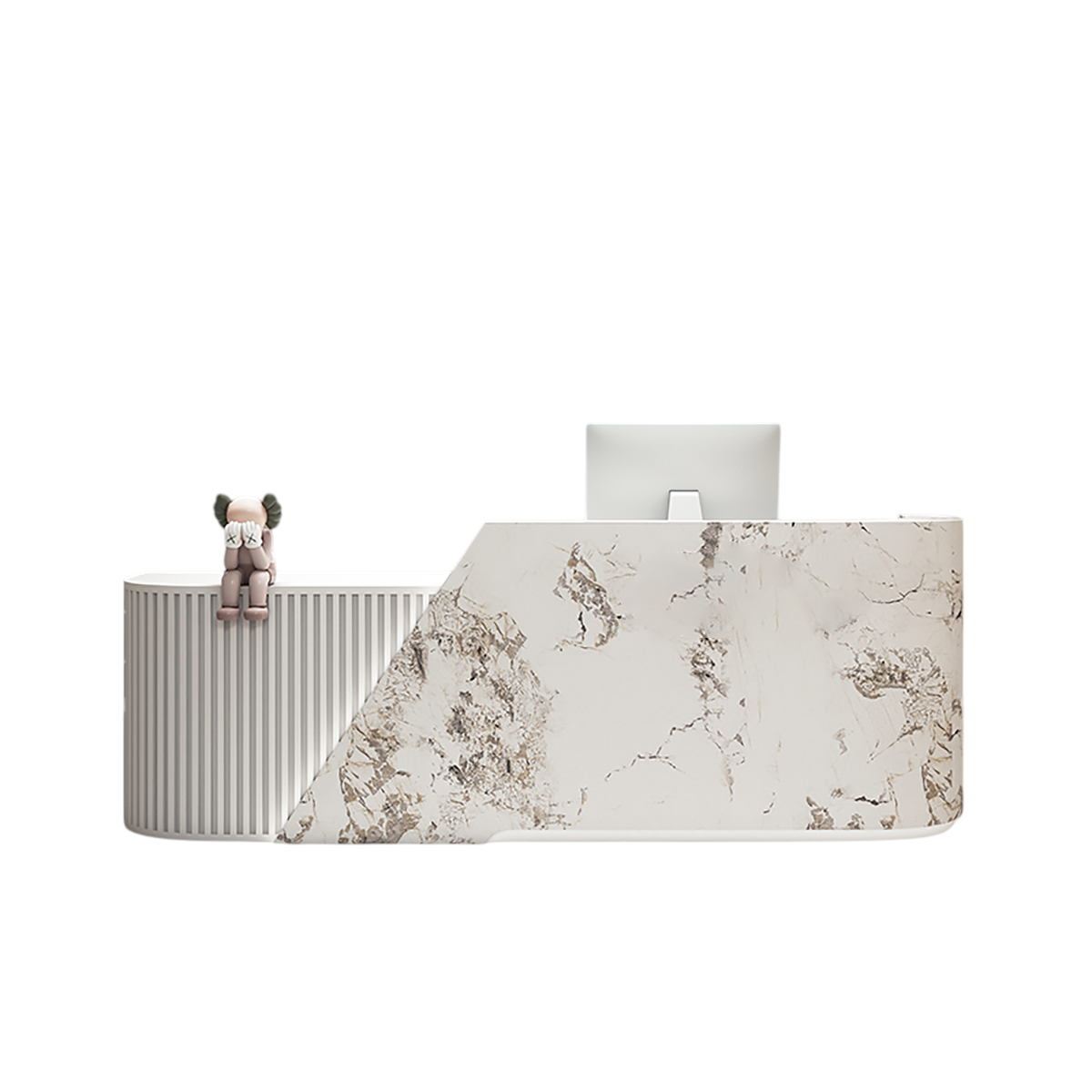 L-Shaped Curved Reception Desk & Front Desk with Custom Logo by BDLFurniture