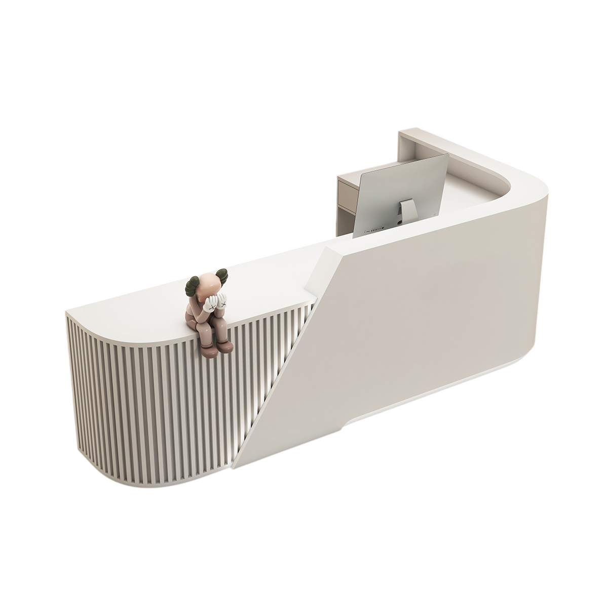 L-Shaped Curved Reception Desk & Front Desk with Custom Logo by BDLFurniture