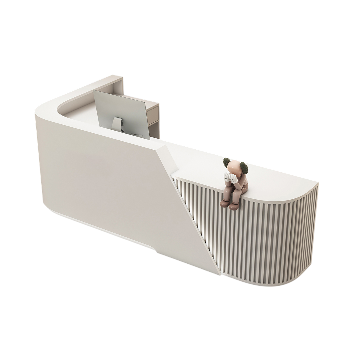 L-Shaped Curved Reception Desk & Front Desk with Custom Logo by BDLFurniture