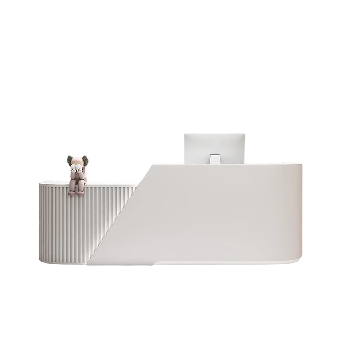 L-Shaped Curved Reception Desk & Front Desk with Custom Logo by BDLFurniture