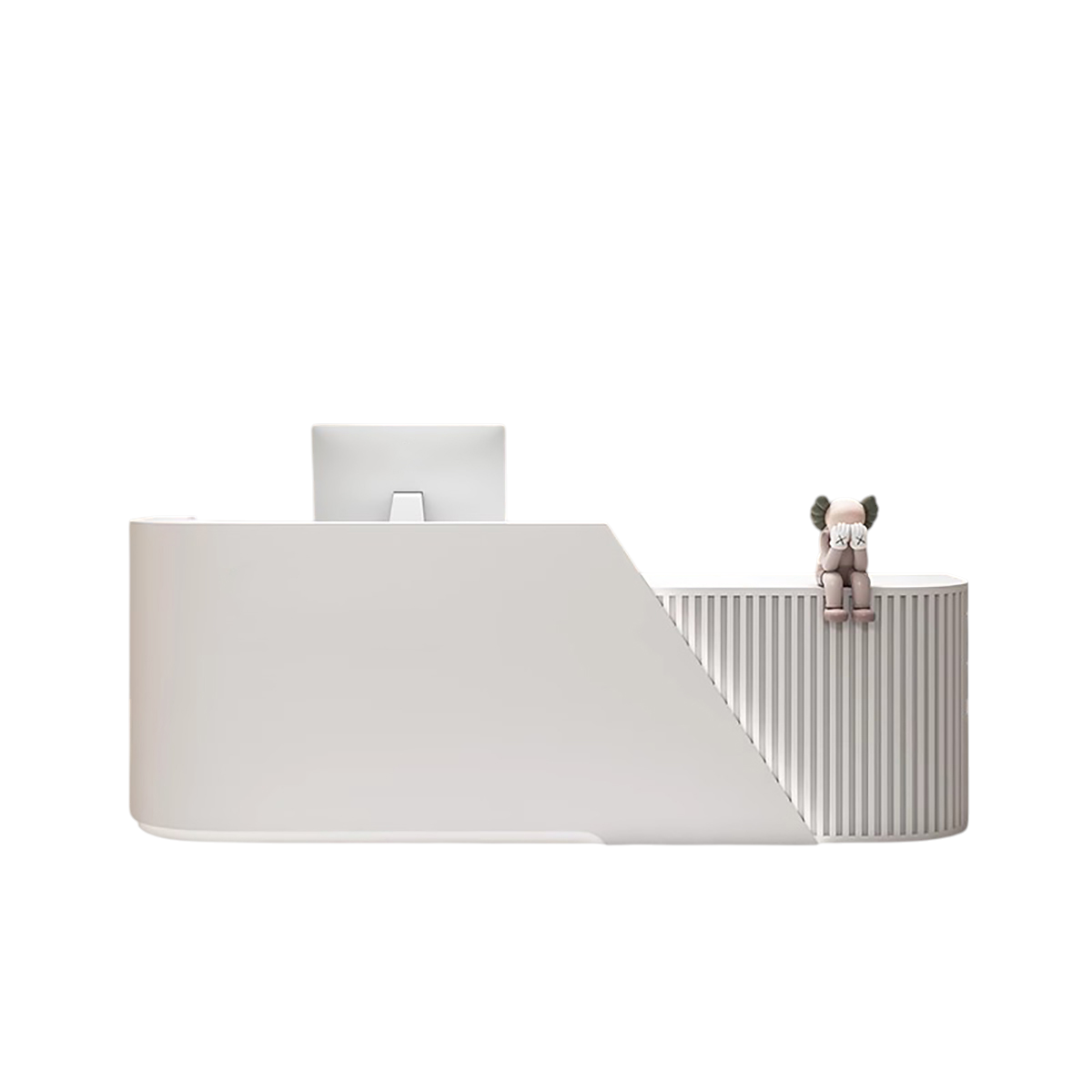 L-Shaped Curved Reception Desk & Front Desk with Custom Logo by BDLFurniture