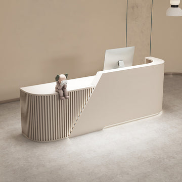 L-Shaped Curved Reception Desk & Front Desk with Custom Logo by BDLFurniture