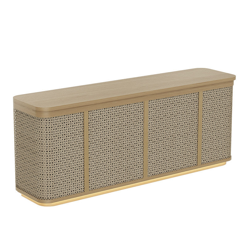 BDLFurniture Wabi-Sabi Rattan Reception Desk & Front Desk for Boutique Cafe Hotel 120-300cm
