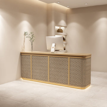 BDLFurniture Wabi-Sabi Rattan Reception Desk & Front Desk for Boutique Cafe Hotel 120-300cm