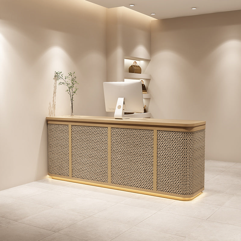 BDLFurniture Wabi-Sabi Rattan Reception Desk & Front Desk for Boutique Cafe Hotel 120-300cm