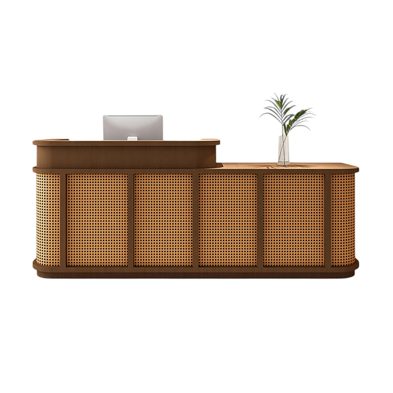 Vintage Timber Rattan Reception Desk & Front Desk 120-360cm by BDLFurniture