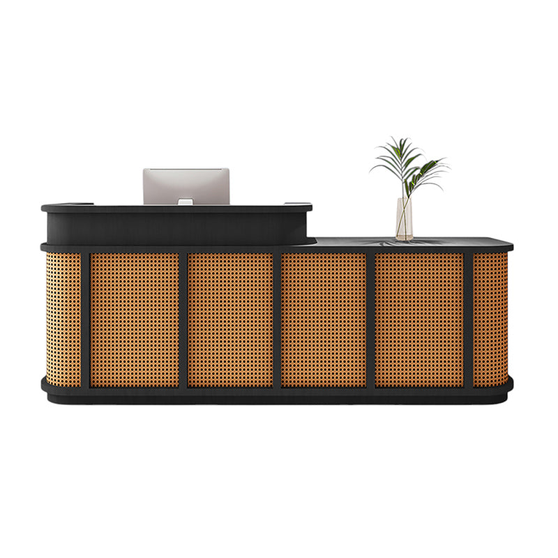 Vintage Timber Rattan Reception Desk & Front Desk 120-360cm by BDLFurniture