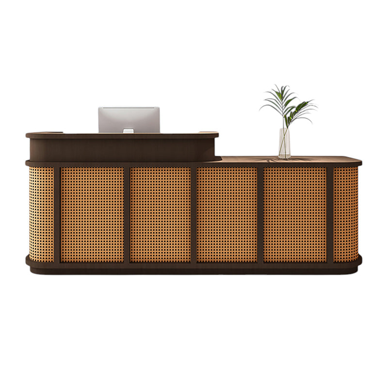 Vintage Timber Rattan Reception Desk & Front Desk 120-360cm by BDLFurniture