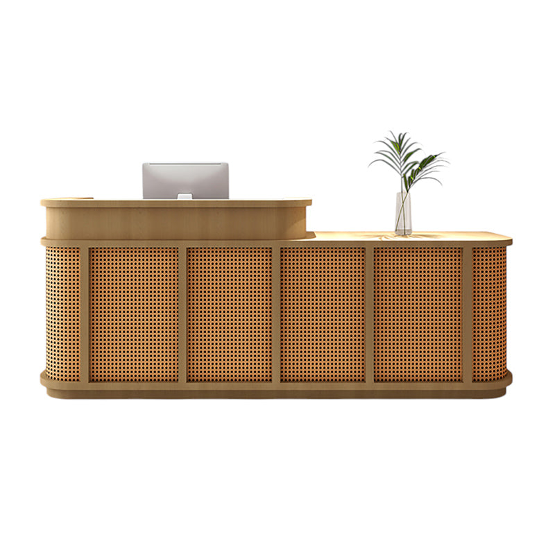 Vintage Timber Rattan Reception Desk & Front Desk 120-360cm by BDLFurniture