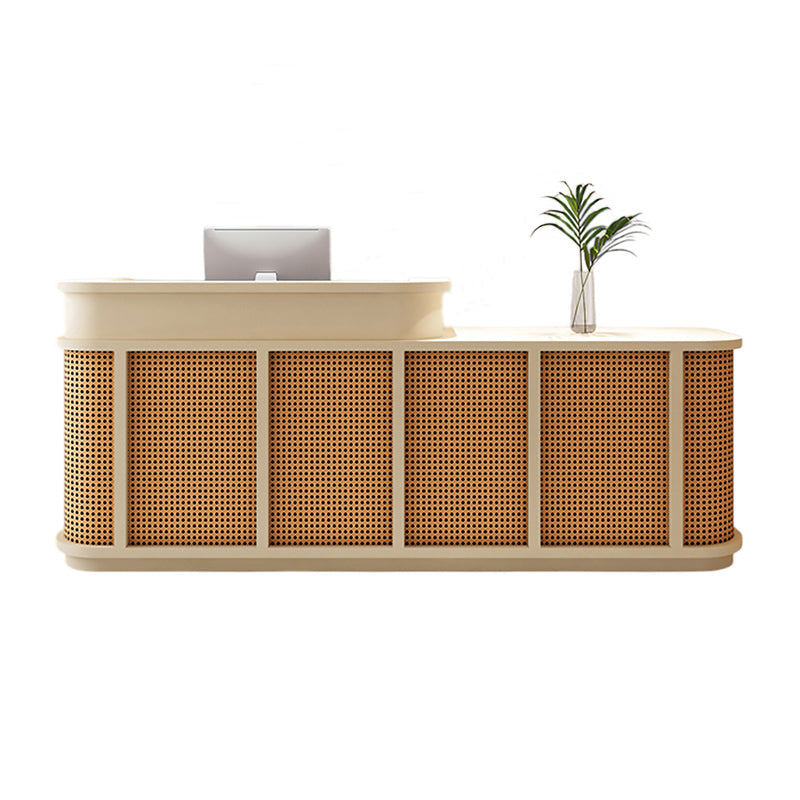 Vintage Timber Rattan Reception Desk & Front Desk 120-360cm by BDLFurniture