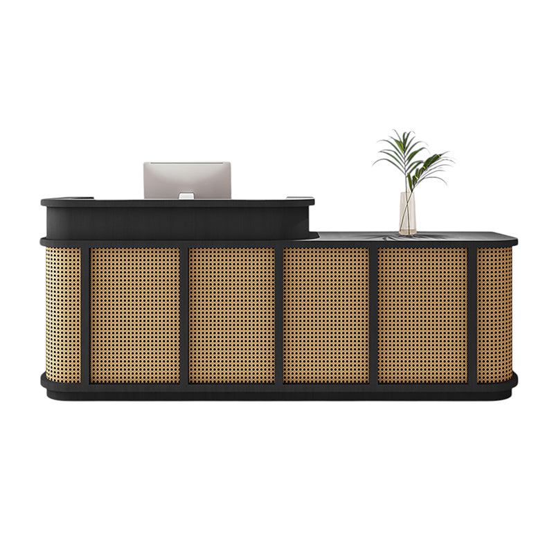 Vintage Timber Rattan Reception Desk & Front Desk 120-360cm by BDLFurniture