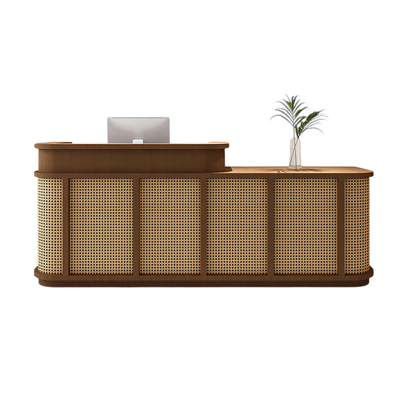 Vintage Timber Rattan Reception Desk & Front Desk 120-360cm by BDLFurniture