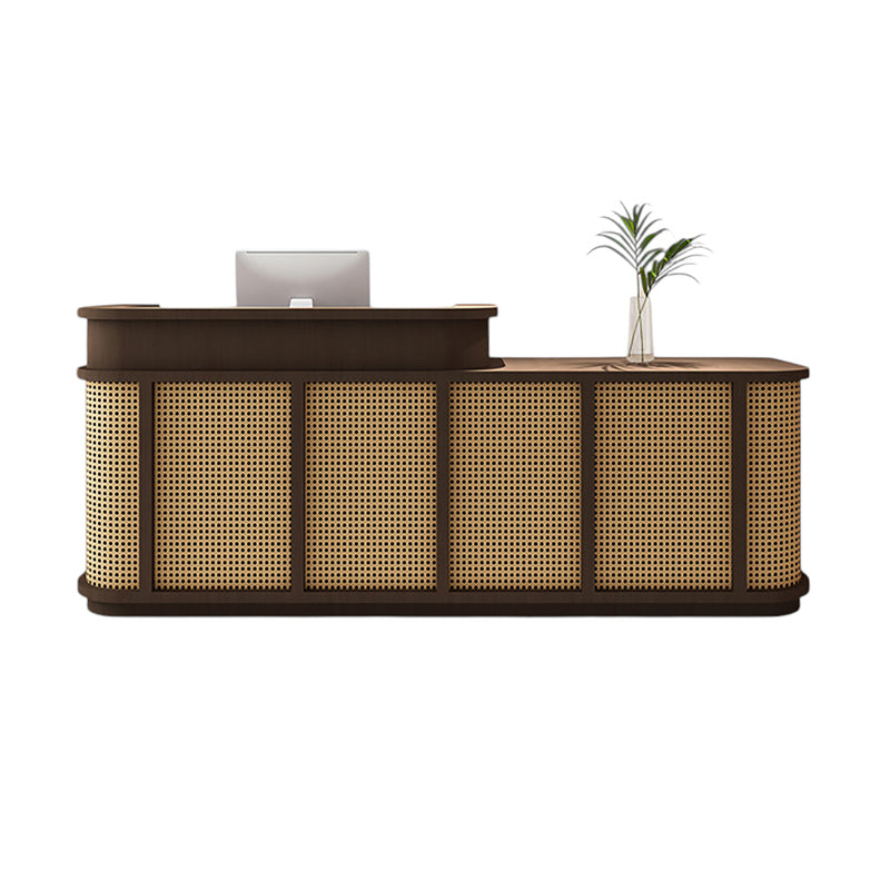 Vintage Timber Rattan Reception Desk & Front Desk 120-360cm by BDLFurniture