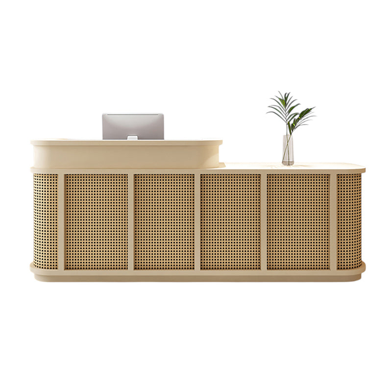 Vintage Timber Rattan Reception Desk & Front Desk 120-360cm by BDLFurniture