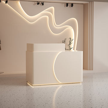 Modern Gloss Reception Desk & Front Desk 100-240cm Assembled by BDLFurniture