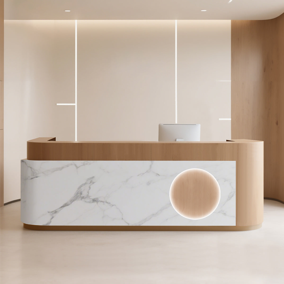 BDLFurniture Wabi-Sabi Two-Tone Reception Desk & Front Desk 120-520cm Custom Logo