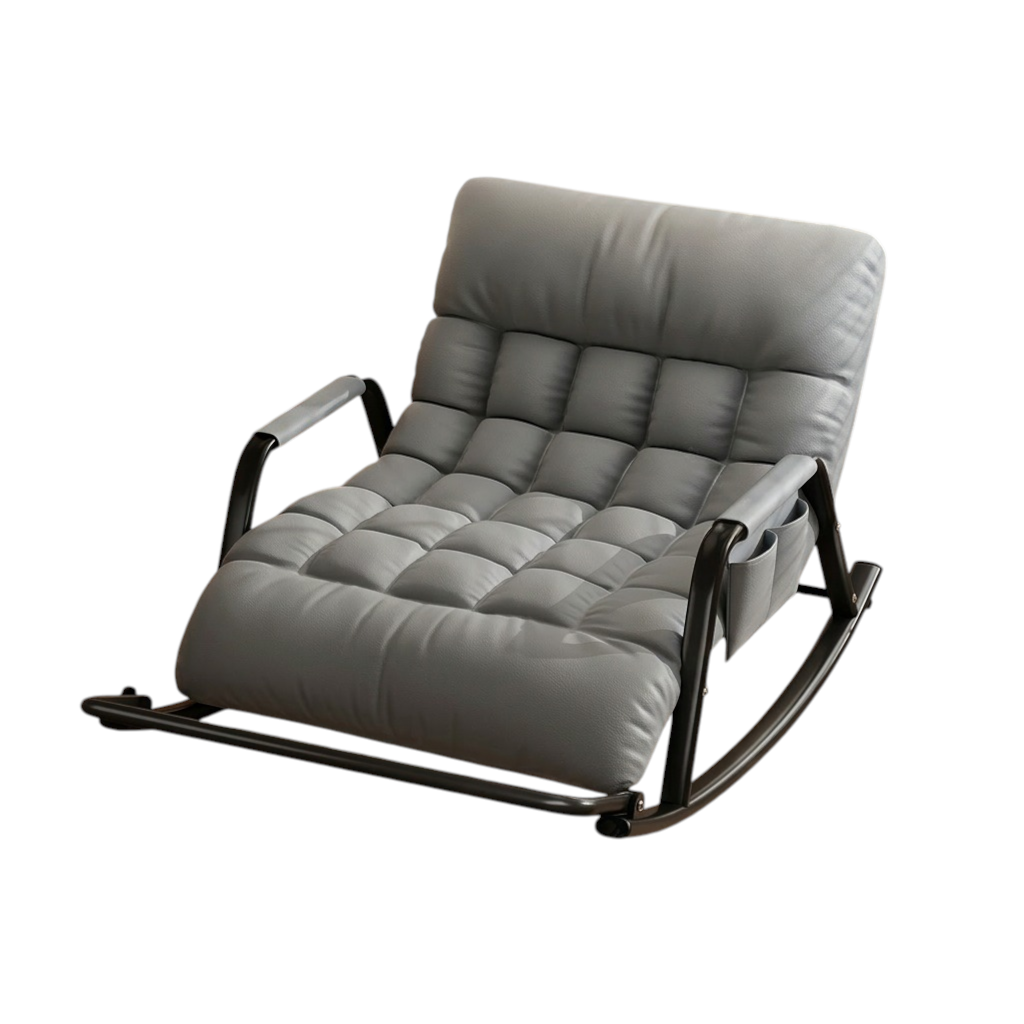 Reclining Rocking Chair with Massage Footrest, Storage Armrest and Washable Fabric