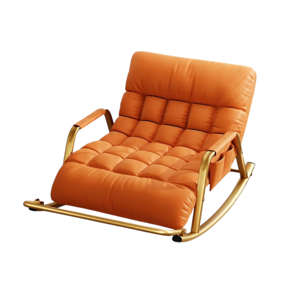 Reclining Rocking Chair with Massage Footrest, Storage Armrest and Washable Fabric