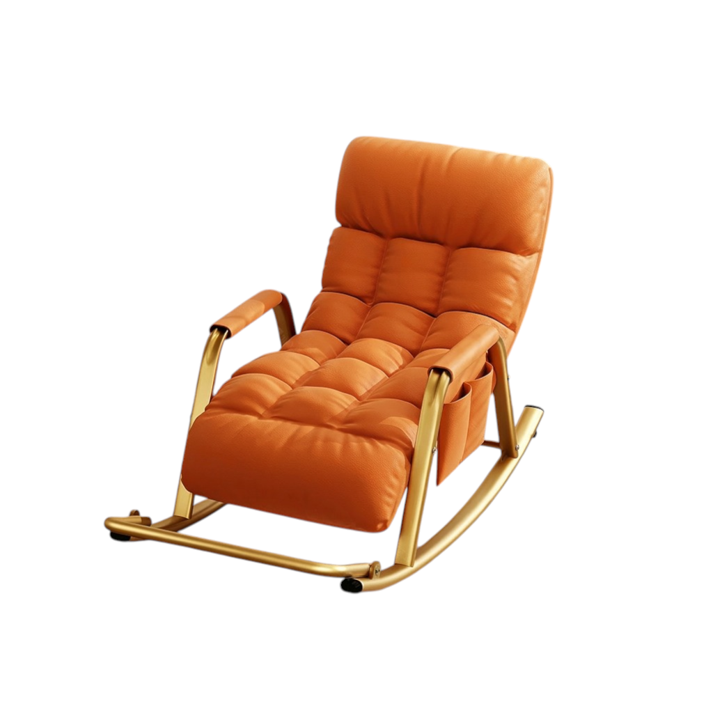 Reclining Rocking Chair with Massage Footrest, Storage Armrest and Washable Fabric