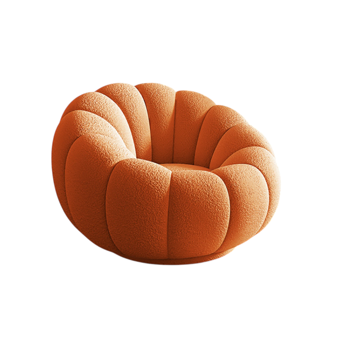 Teddy Bouclé Pumpkin Lazy Sofa Chair with Footrest, Reclining Lounge Chair for Living Room