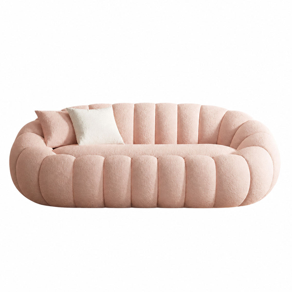 Teddy Bouclé Pumpkin Lazy Sofa Chair with Footrest, Reclining Lounge Chair for Living Room