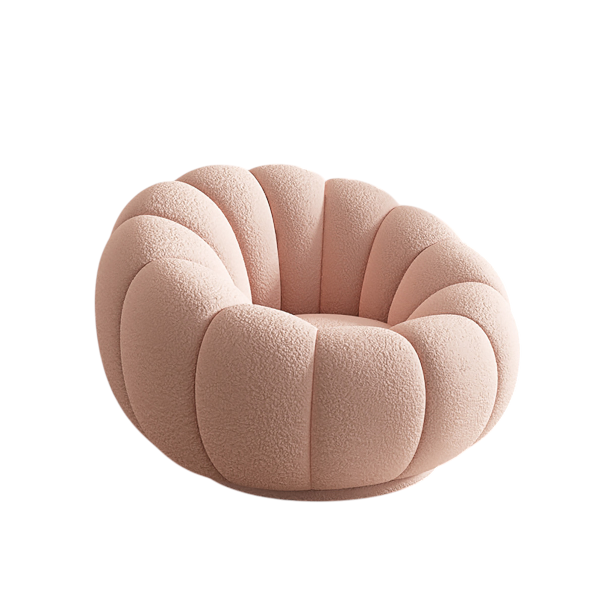 Teddy Bouclé Pumpkin Lazy Sofa Chair with Footrest, Reclining Lounge Chair for Living Room