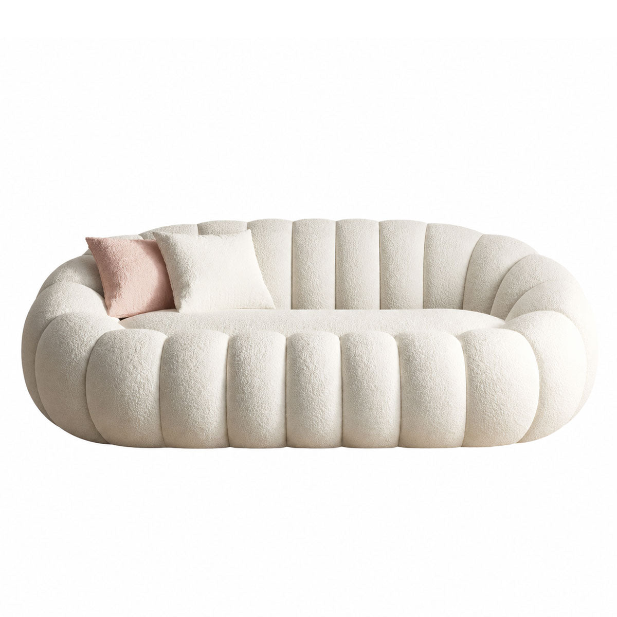 Teddy Bouclé Pumpkin Lazy Sofa Chair with Footrest, Reclining Lounge Chair for Living Room