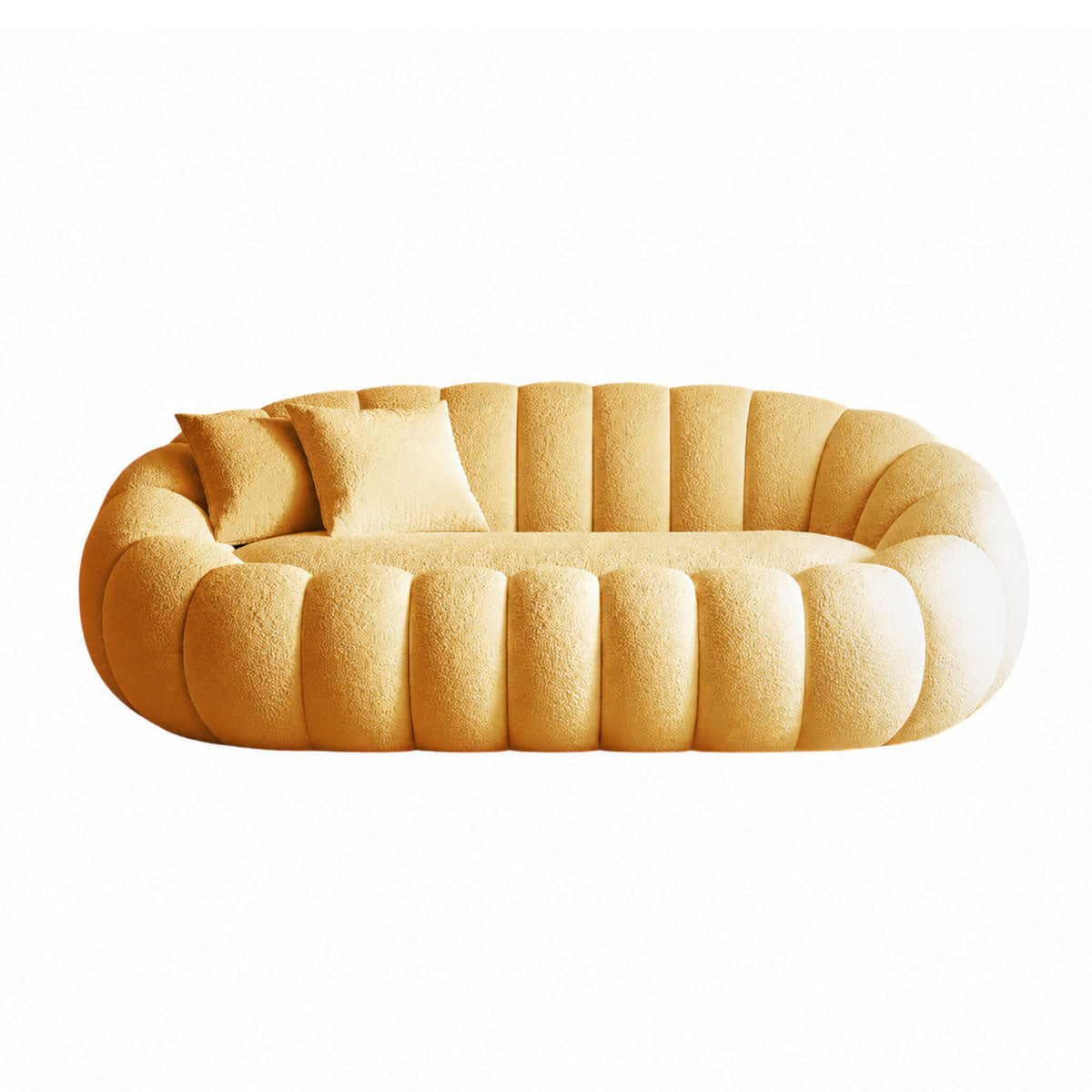 Teddy Bouclé Pumpkin Lazy Sofa Chair with Footrest, Reclining Lounge Chair for Living Room