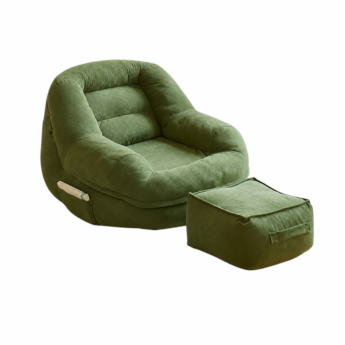 Corduroy Lazy Sofa Chair with Footrest, Single Lounge Chair for Bedroom and Living Room