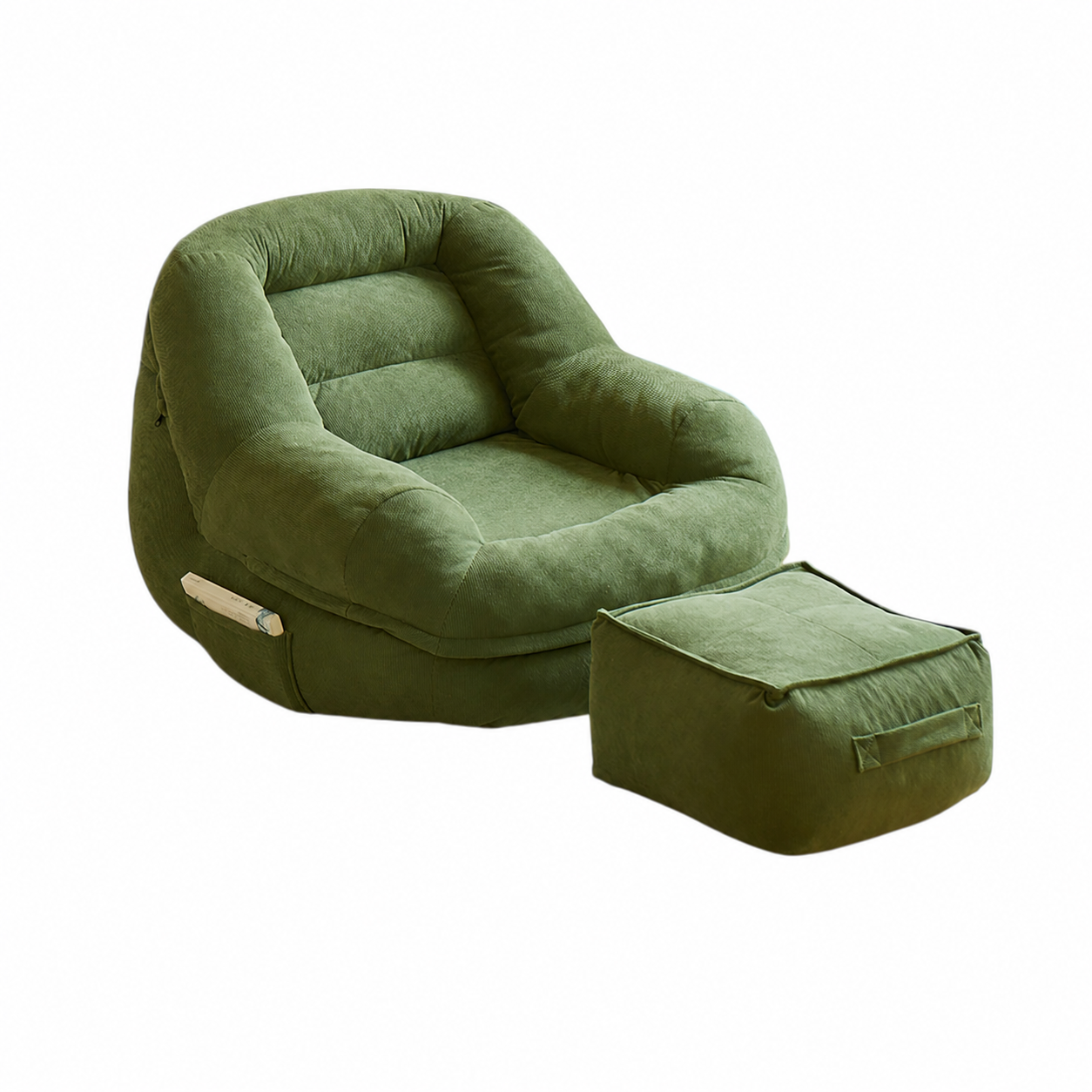 Corduroy Lazy Sofa Chair with Footrest, Single Lounge Chair for Bedroom and Living Room