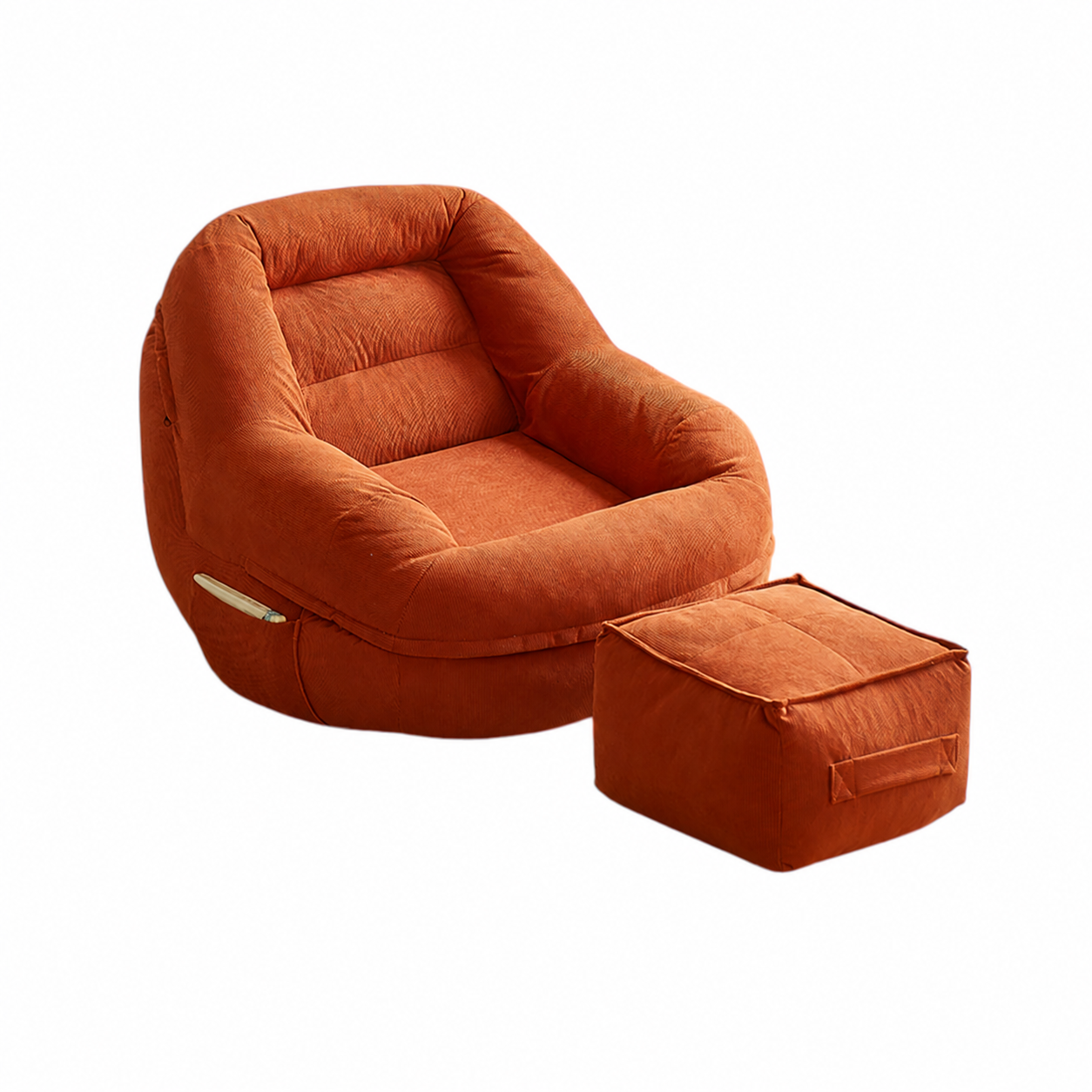 Corduroy Lazy Sofa Chair with Footrest, Single Lounge Chair for Bedroom and Living Room
