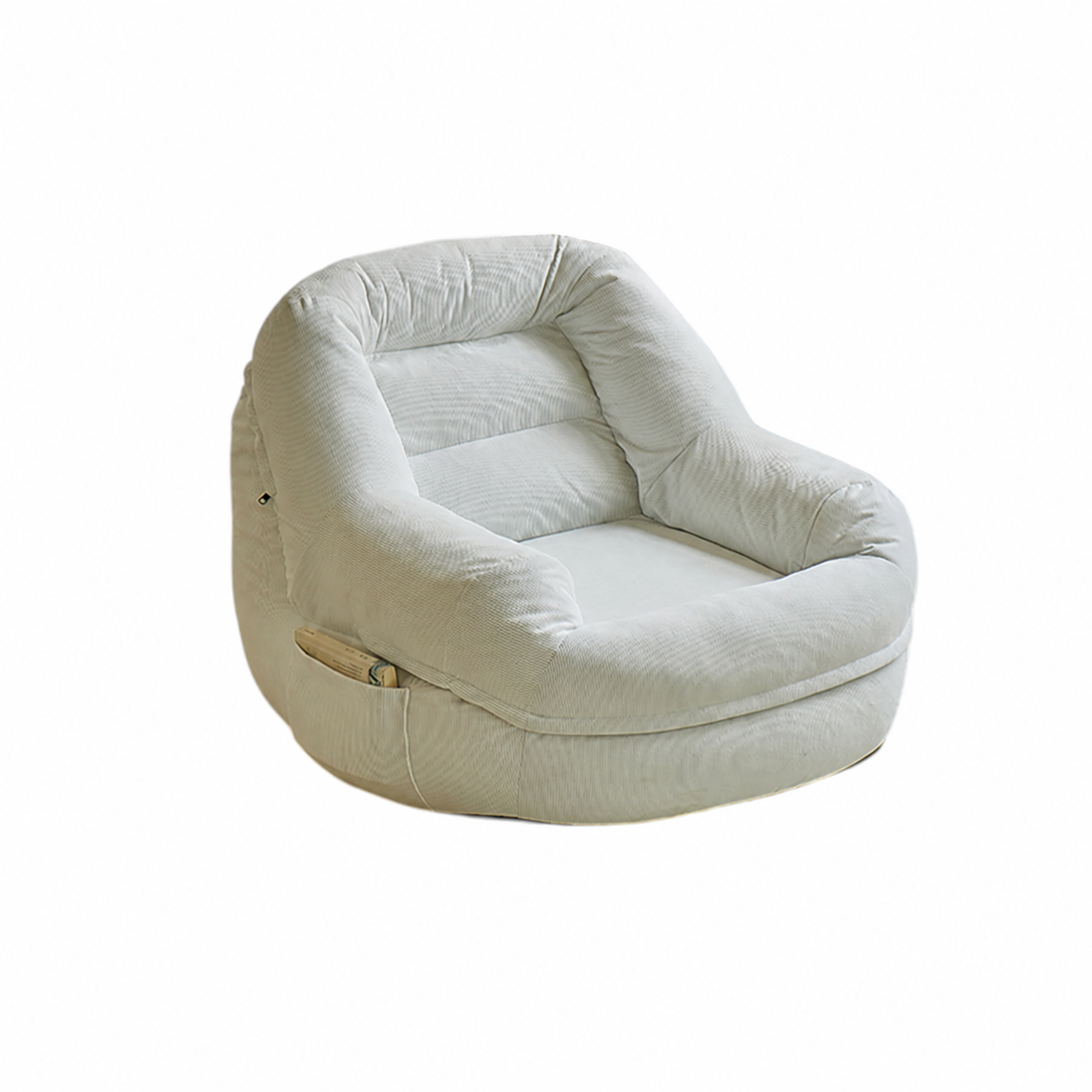 Corduroy Lazy Sofa Chair with Footrest, Single Lounge Chair for Bedroom and Living Room